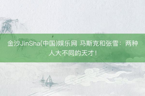金沙JinSha(中国)娱乐网 马斯克和张雪:两种人大不同的天才!