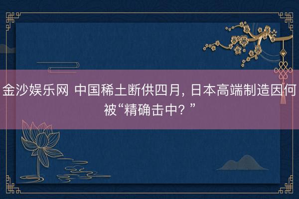 金沙娱乐网 中国稀土断供四月， 日本高端制造因何被“精确击中? ”