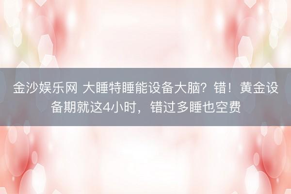 金沙娱乐网 大睡特睡能设备大脑？错！黄金设备期就这4小时，错过多睡也空费