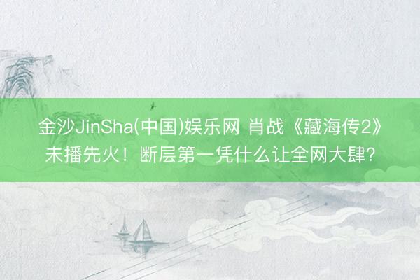 金沙JinSha(中国)娱乐网 肖战《藏海传2》未播先火！断层第一凭什么让全网大肆？
